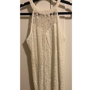 Monteau LA lace midi halter dress